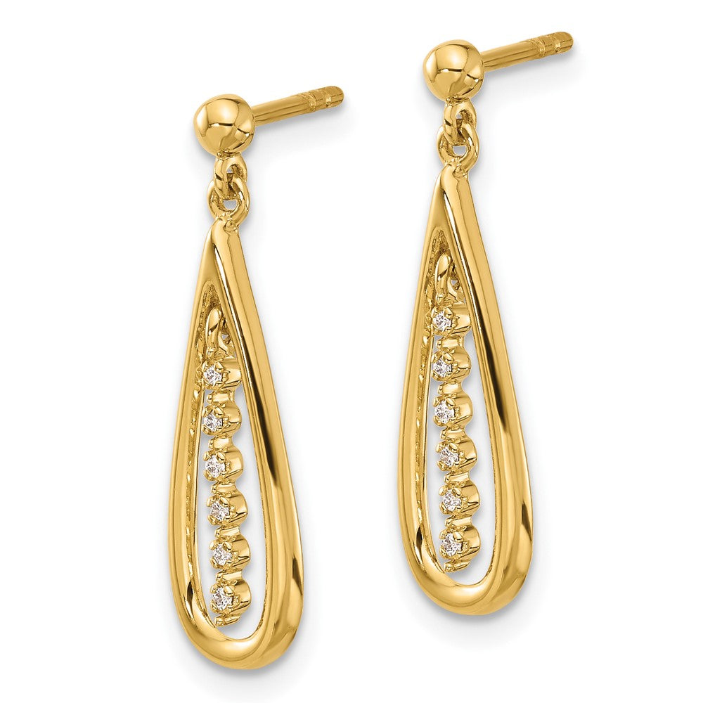 14k Yellow Gold Real Diamond Teardrop Post Earrings