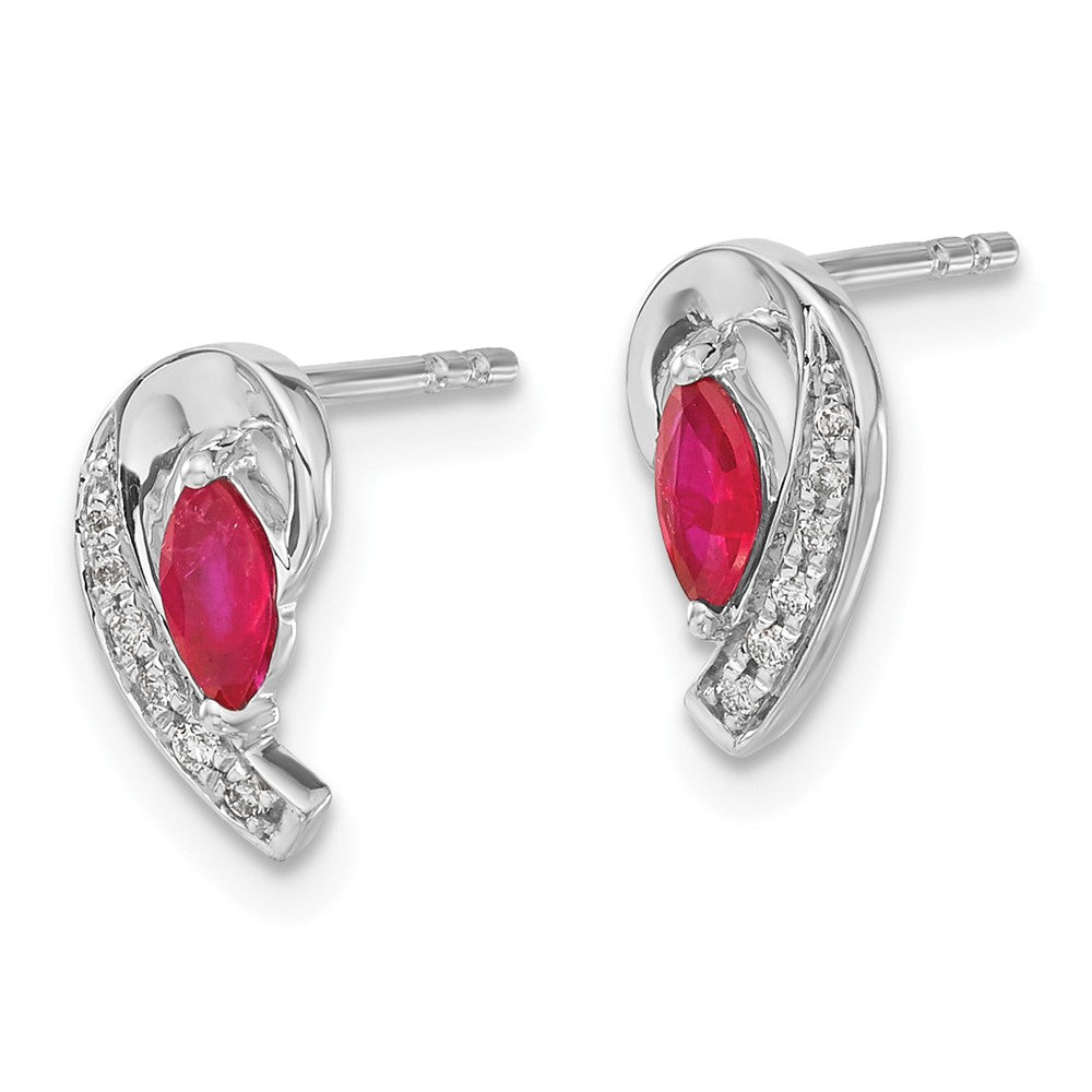 14k White Gold Real Diamond and Ruby Earrings