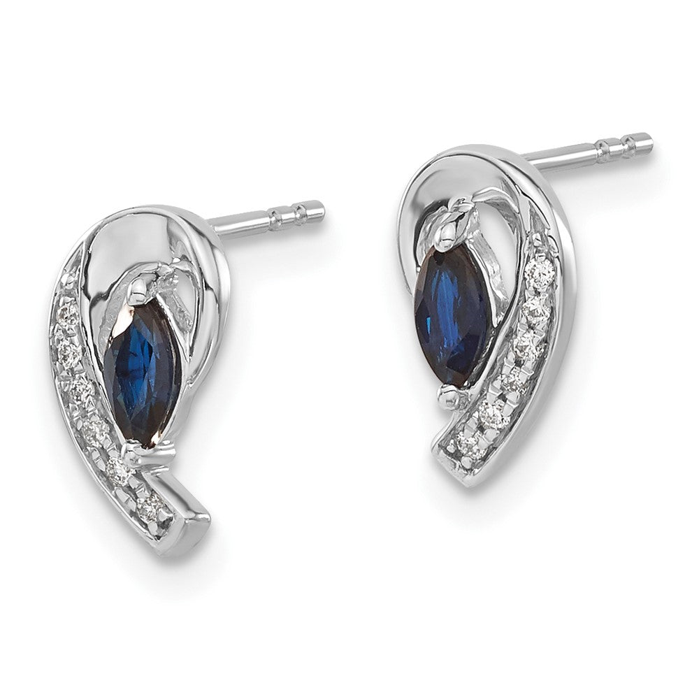 Solid 14k White Gold Simulated CZ Sapphire Post Earrings