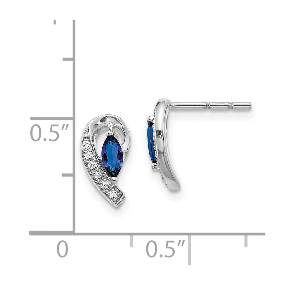 Solid 14k White Gold Simulated CZ Sapphire Post Earrings