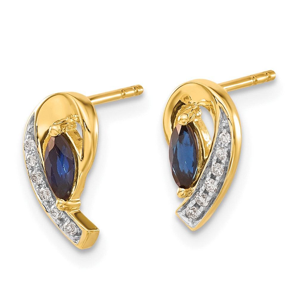 Solid 14k Yellow Gold Simulated CZ and Sapphire Earrings