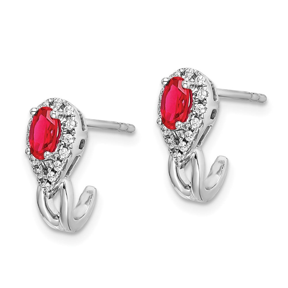 14k White Gold Real Diamond and Ruby Earrings