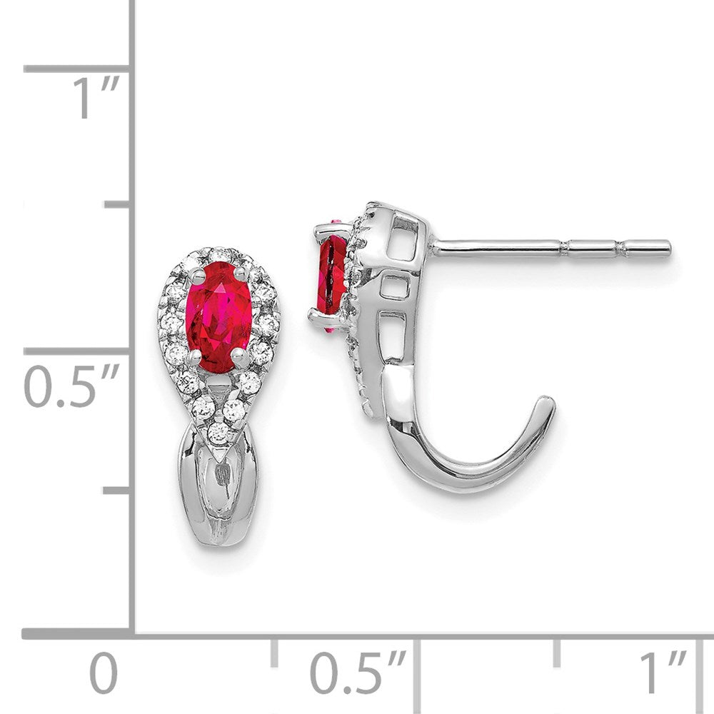 14k White Gold Real Diamond and Ruby Earrings