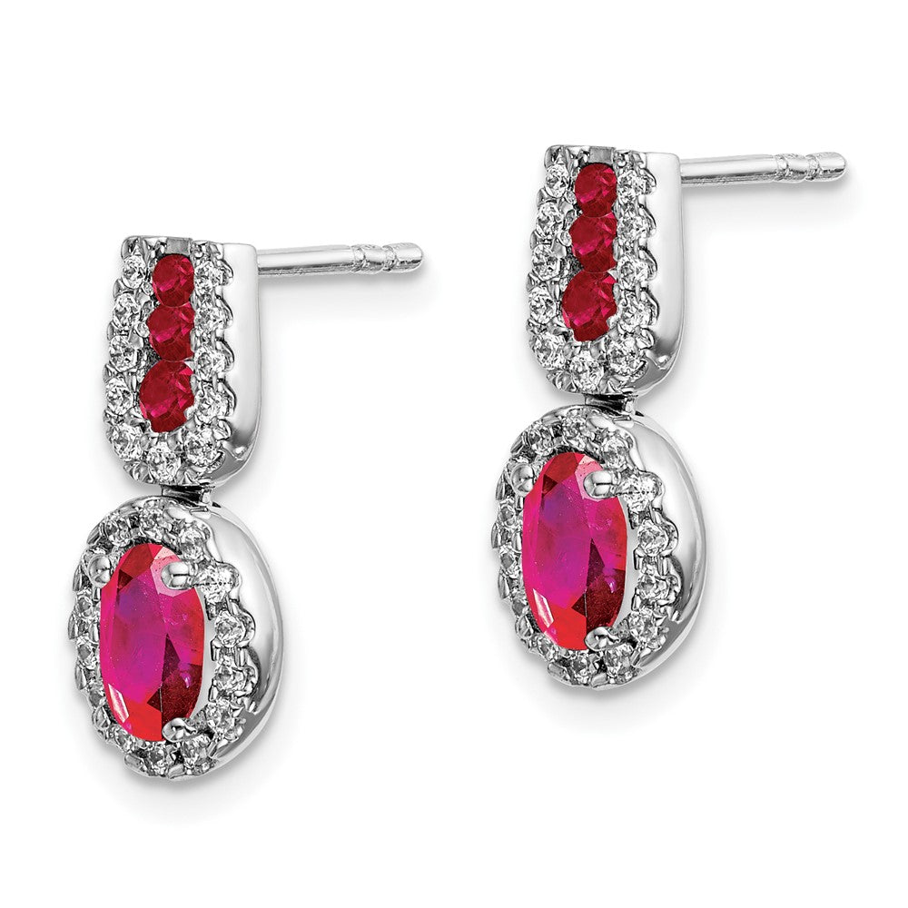 14k White Gold Real Diamond and Ruby Earrings