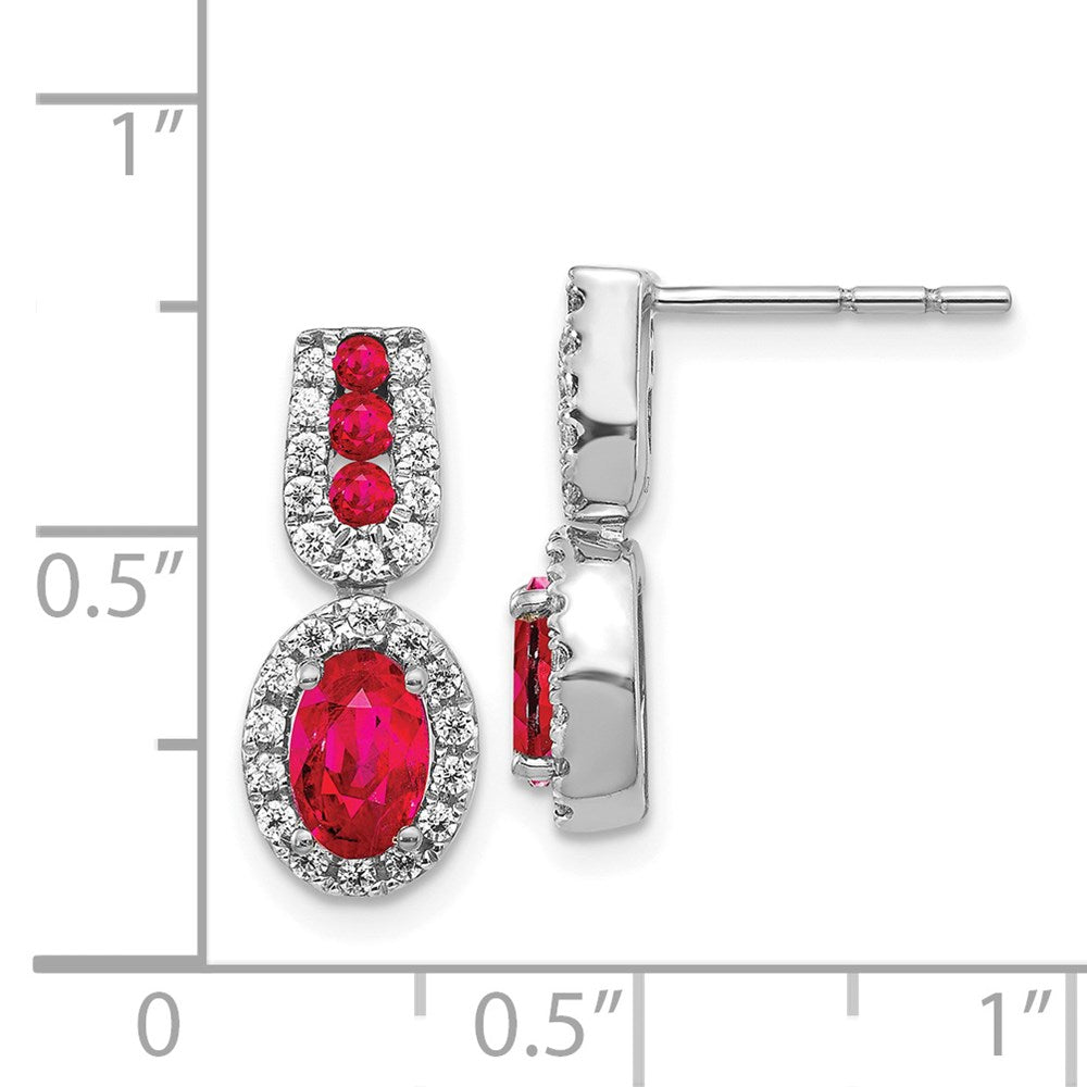 14k White Gold Real Diamond and Ruby Earrings