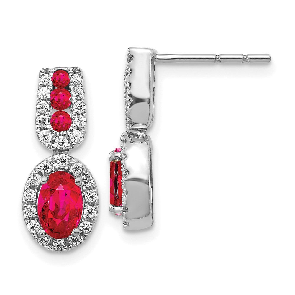 14k White Gold Real Diamond and Ruby Earrings