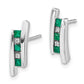 14k White Gold Real Diamond and Emerald Earrings