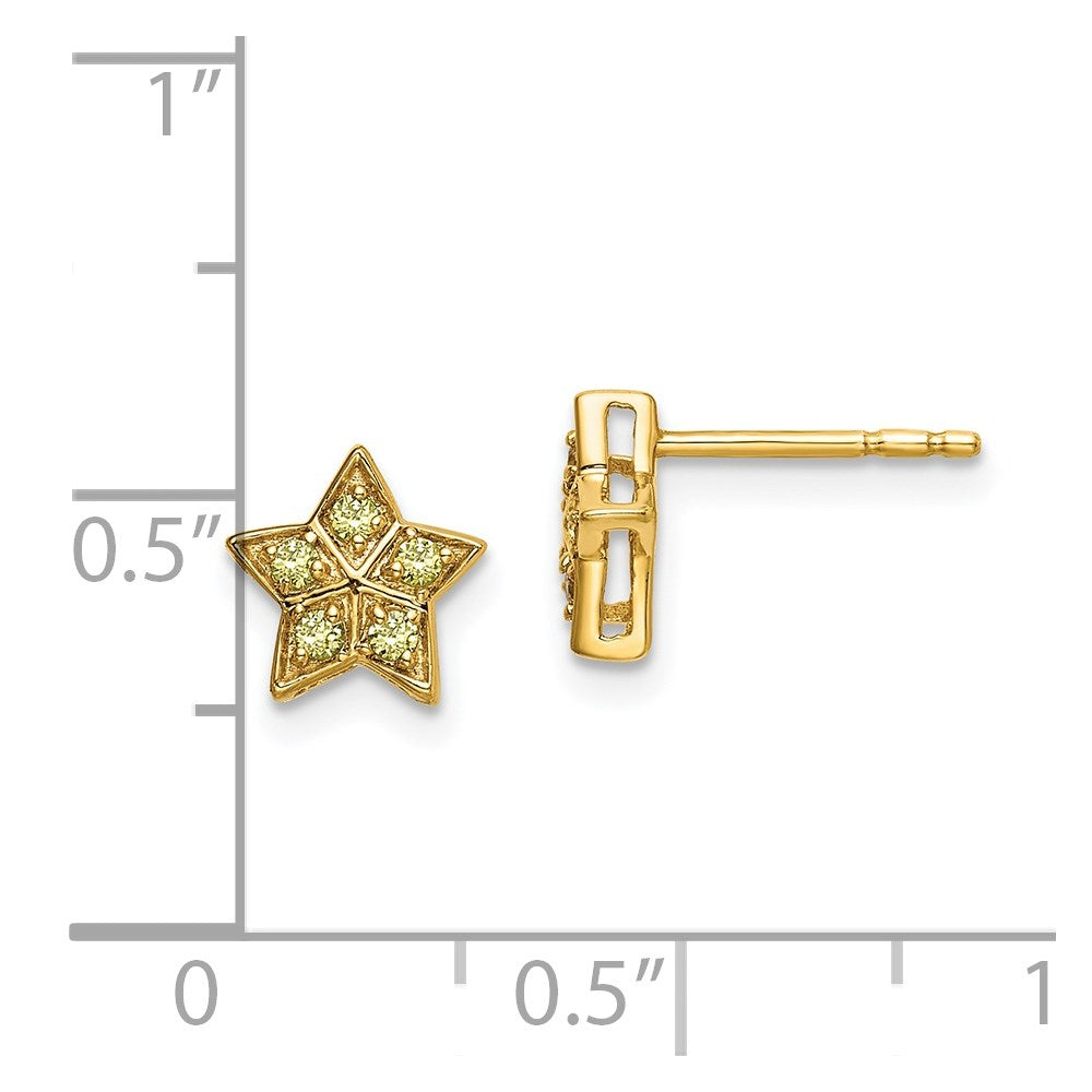 14k Yellow Gold Yellow Sapphire Star Post Earrings