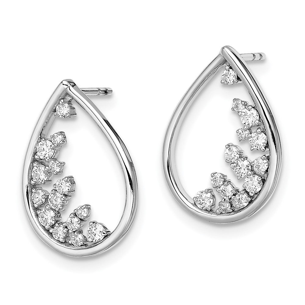 Solid 14k White Gold Polished Teardrop Post Earrings