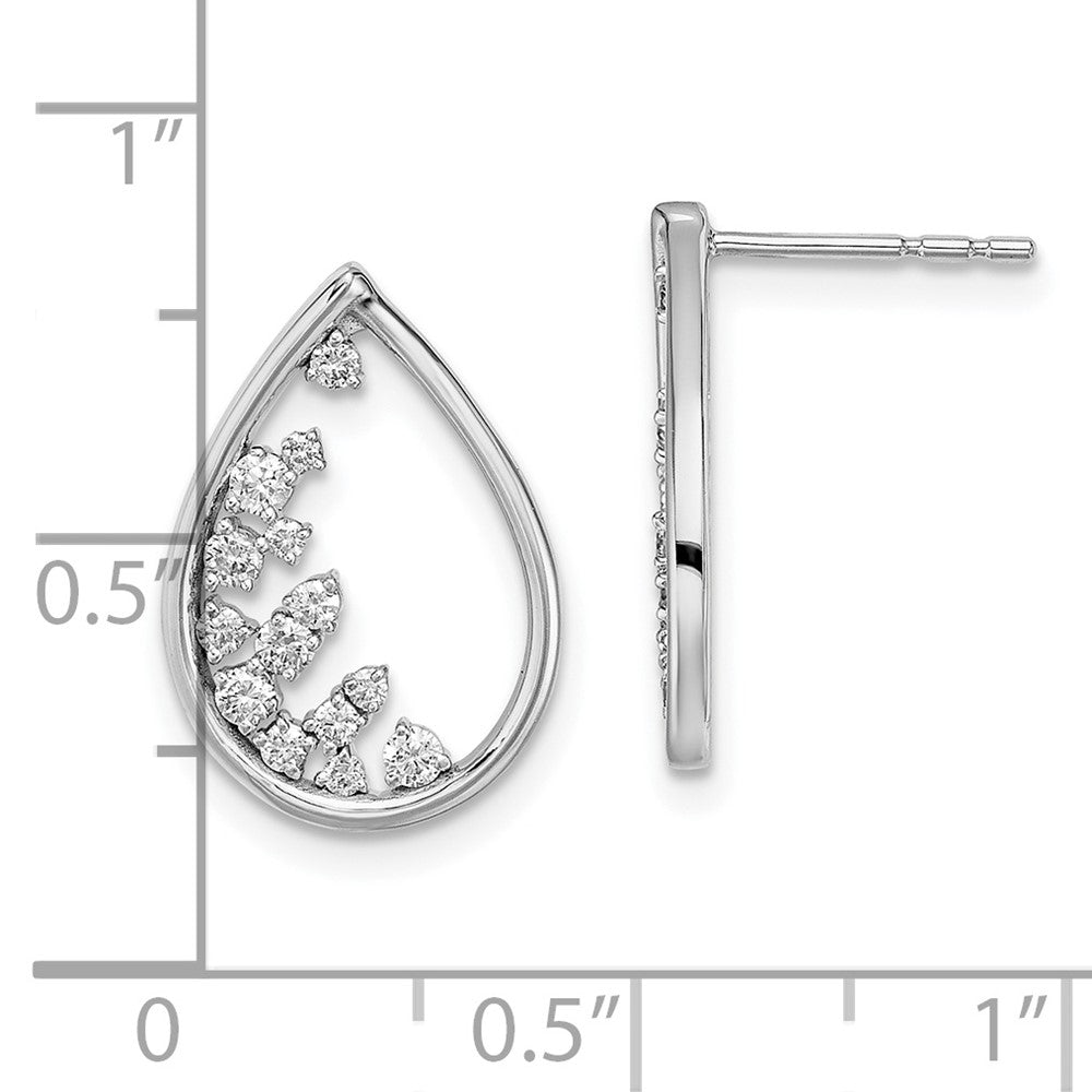 Solid 14k White Gold Polished Teardrop Post Earrings