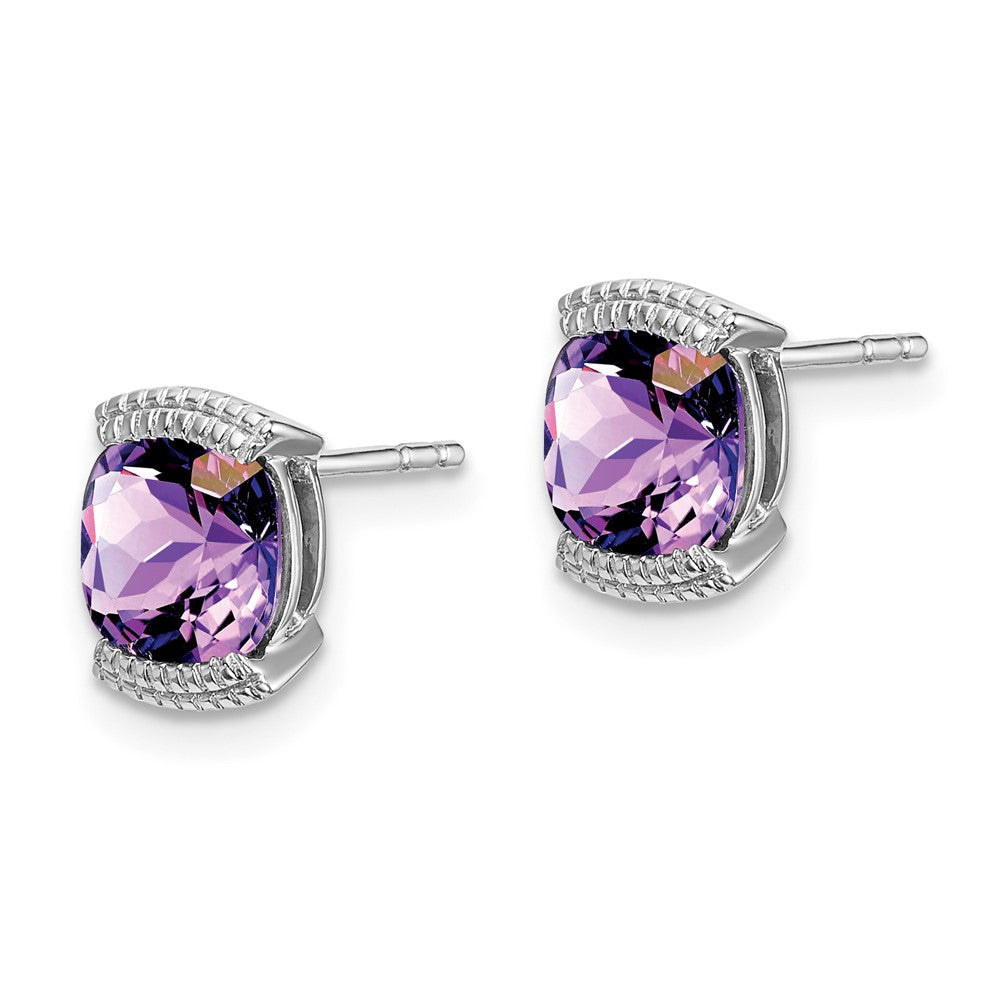 14k White Gold Amethyst Post Earrings