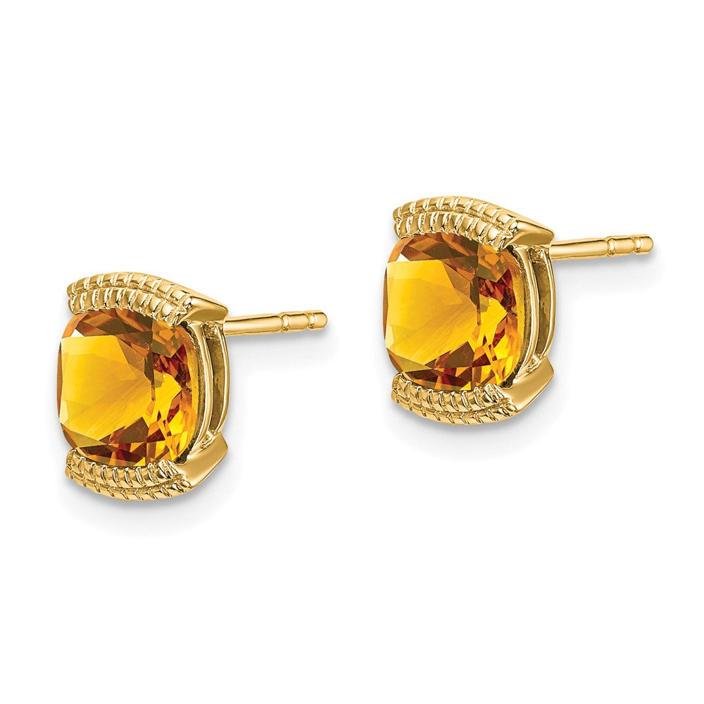 Solid 14k Yellow Gold Simulated Citrine Post Earrings