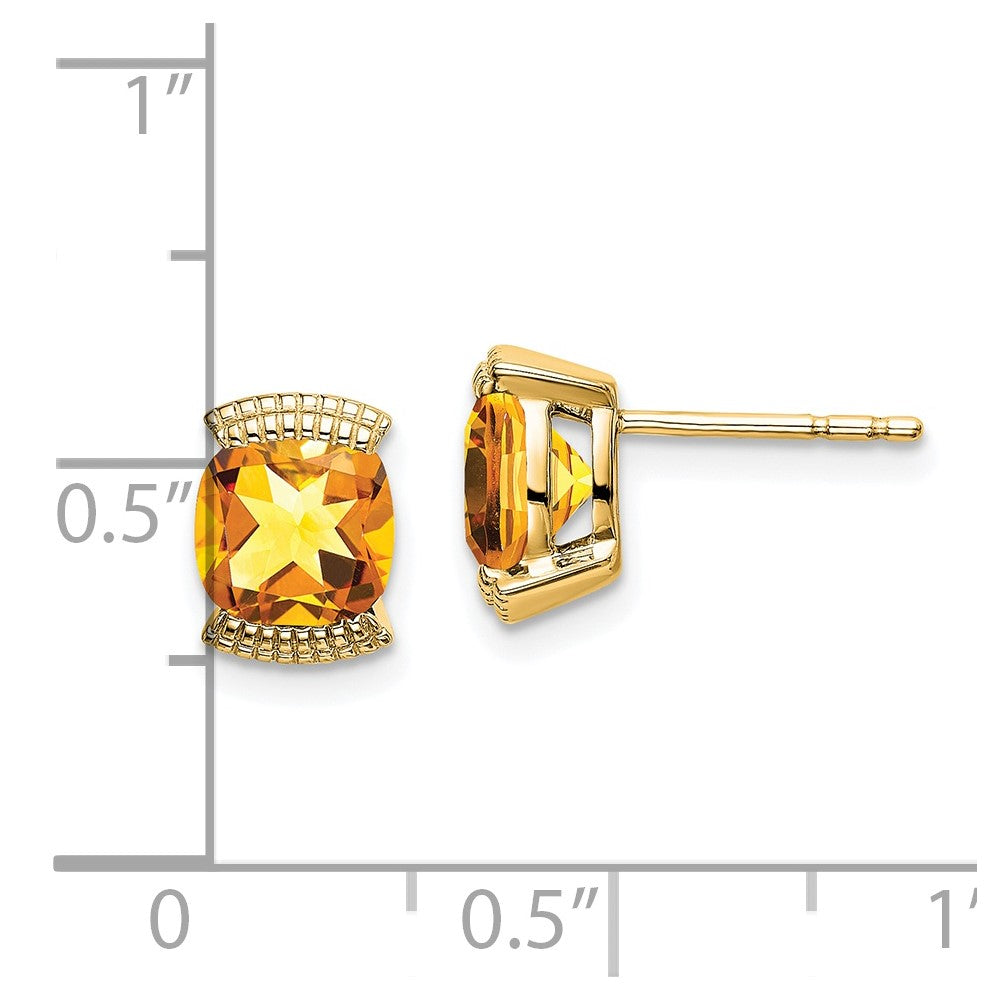 Solid 14k Yellow Gold Simulated Citrine Post Earrings