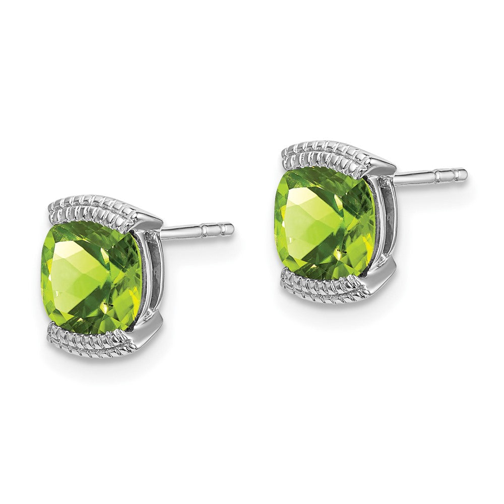 Solid 14k White Gold Simulated Peridot Post Earrings