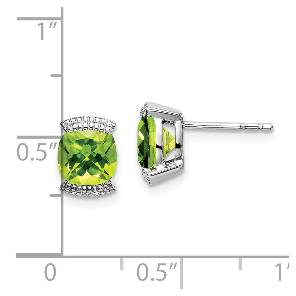 Solid 14k White Gold Simulated Peridot Post Earrings