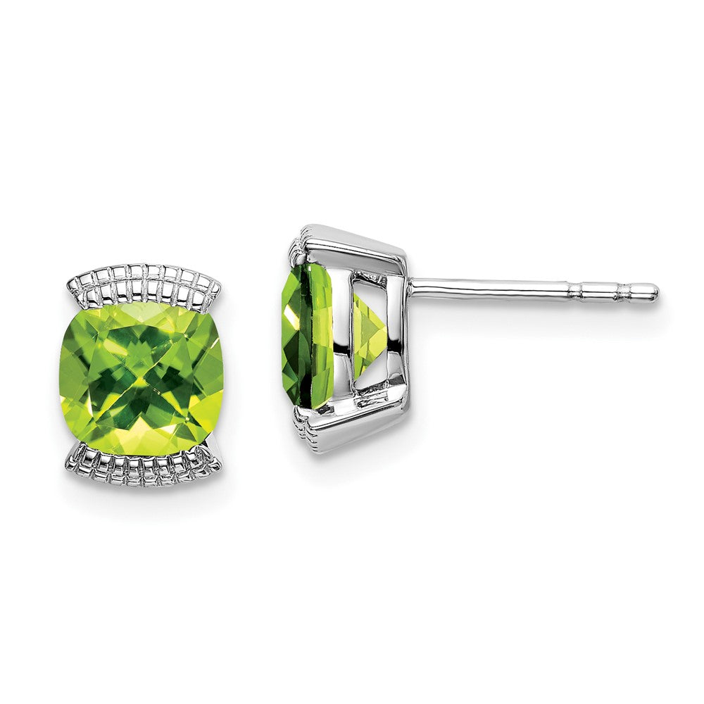 Solid 14k White Gold Simulated Peridot Post Earrings