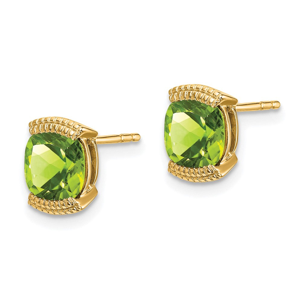 14k Yellow Gold Peridot Post Earrings