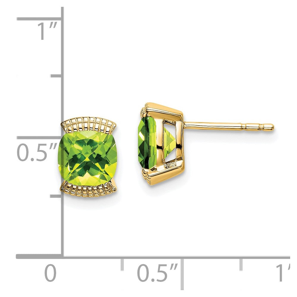 14k Yellow Gold Peridot Post Earrings