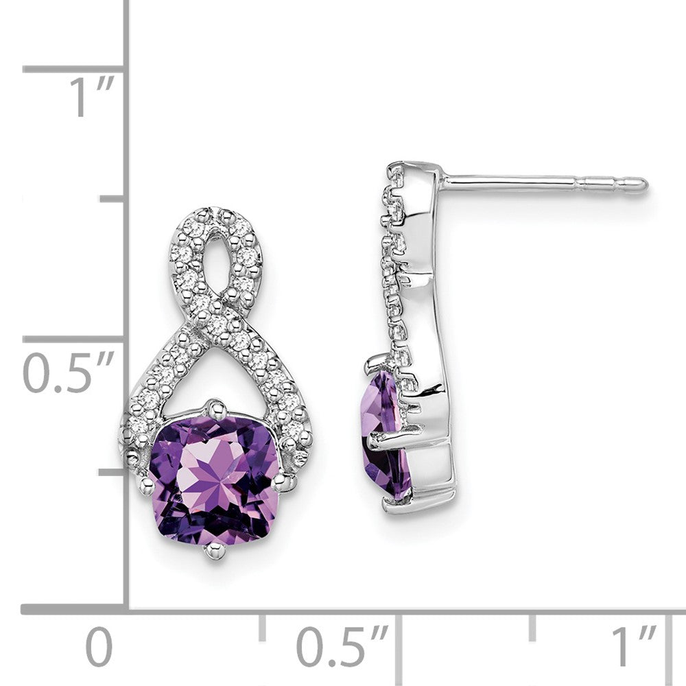 14k White Gold Amethyst and Real Diamond Earrings