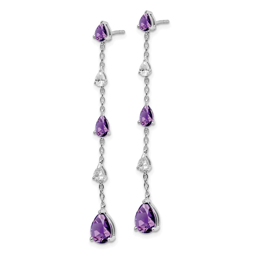 14k White Gold Amethyst and White Topaz Dangle Earrings