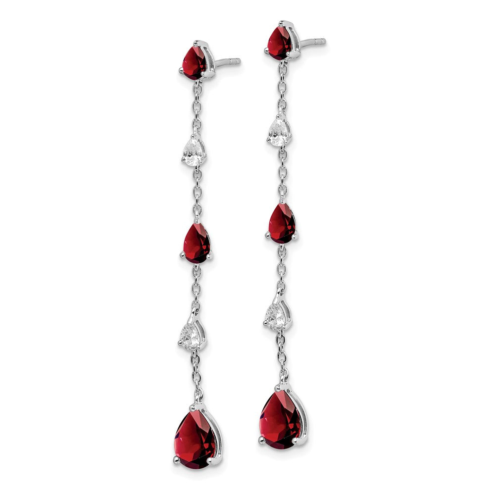 Solid 14k White Gold Simulated Garnet and Topaz Dangle Earrings