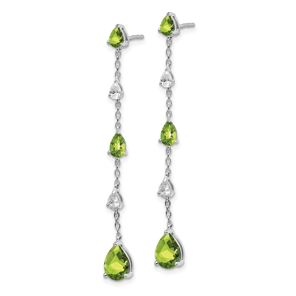 Solid 14k White Gold Simulated Peridot and Topaz Dangle Earrings