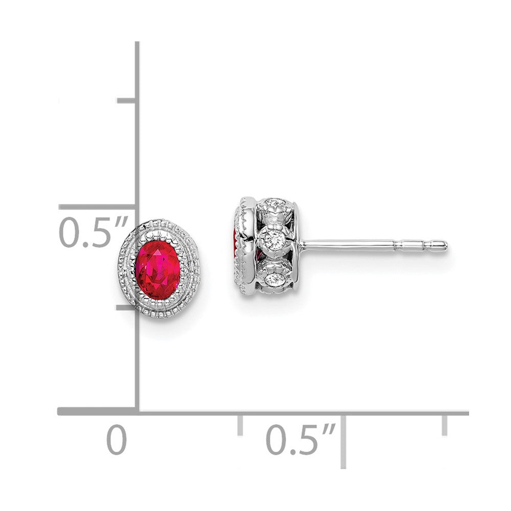 14k White Gold Ruby and Real Diamond Earrings