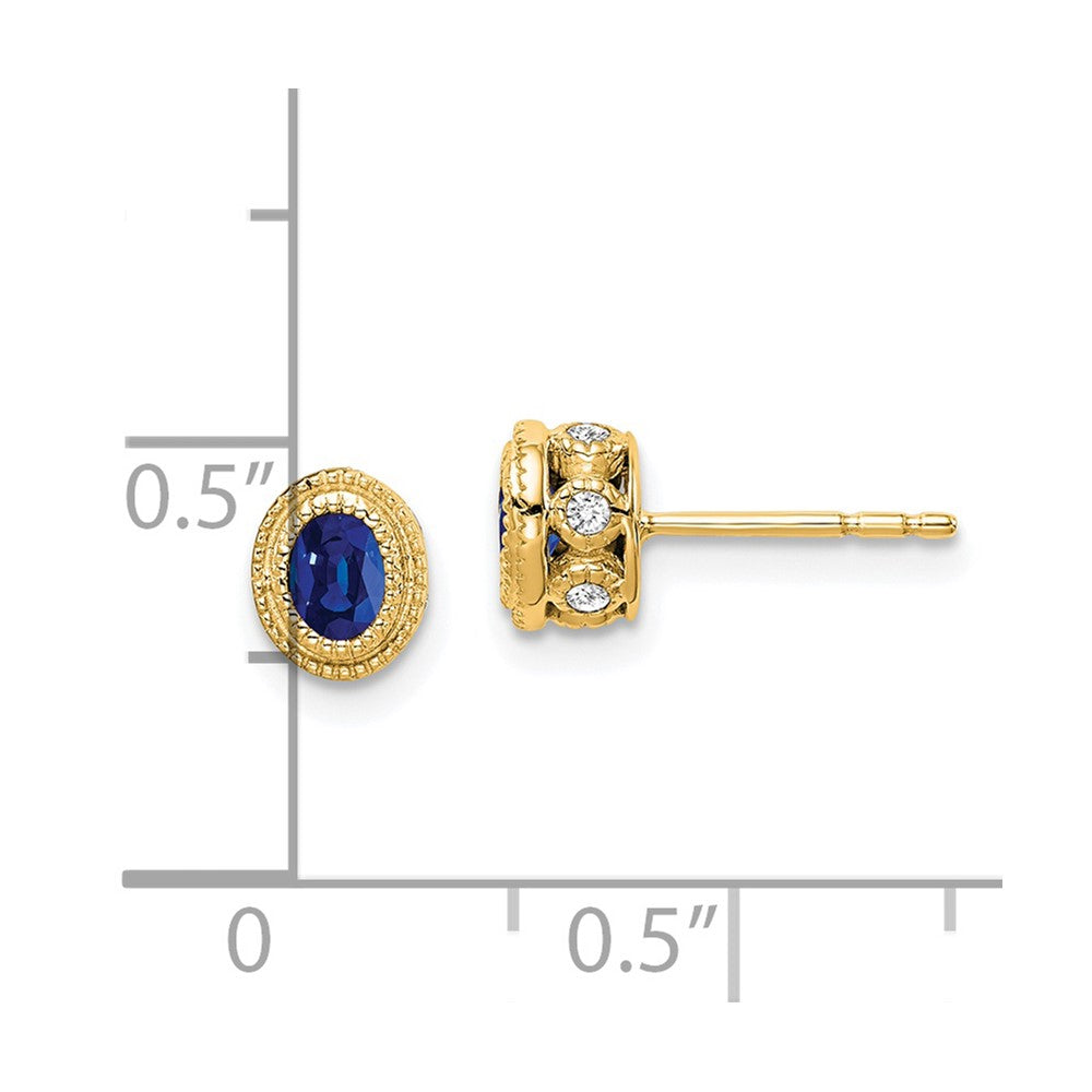 14k Yellow Gold Sapphire and Real Diamond Earrings