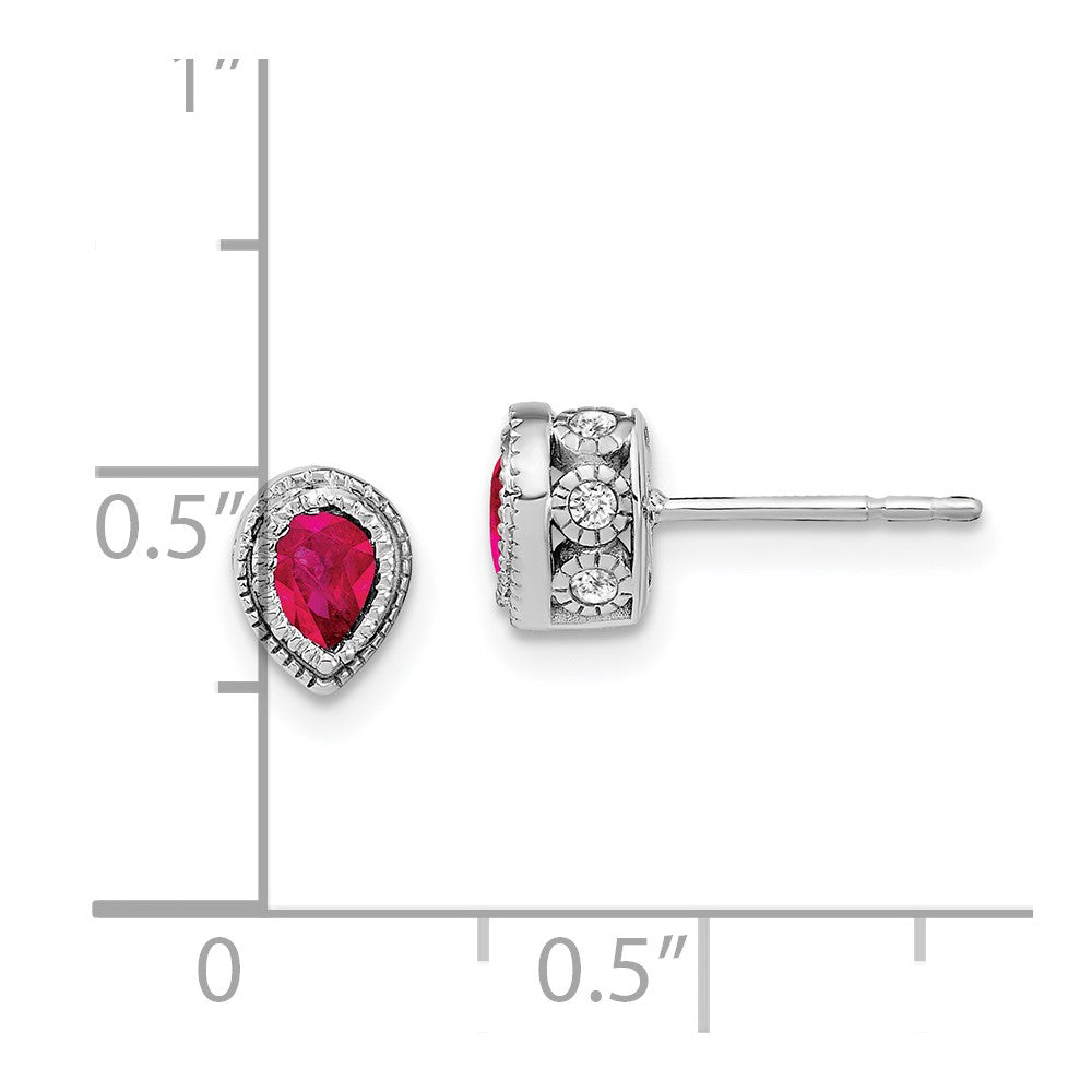 14k White Gold Ruby and Real Diamond Earrings