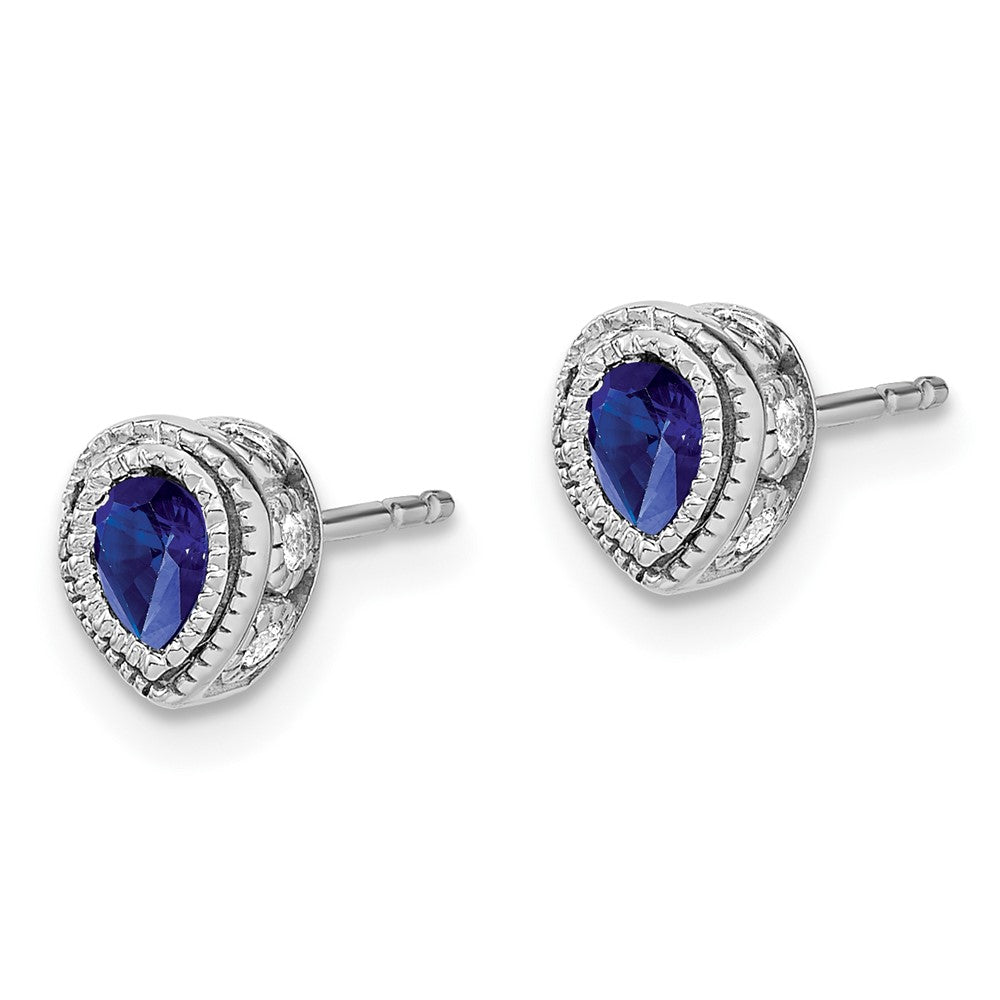 14k White Gold Sapphire and Real Diamond Earrings