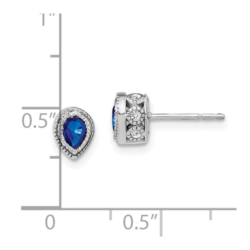 14k White Gold Sapphire and Real Diamond Earrings