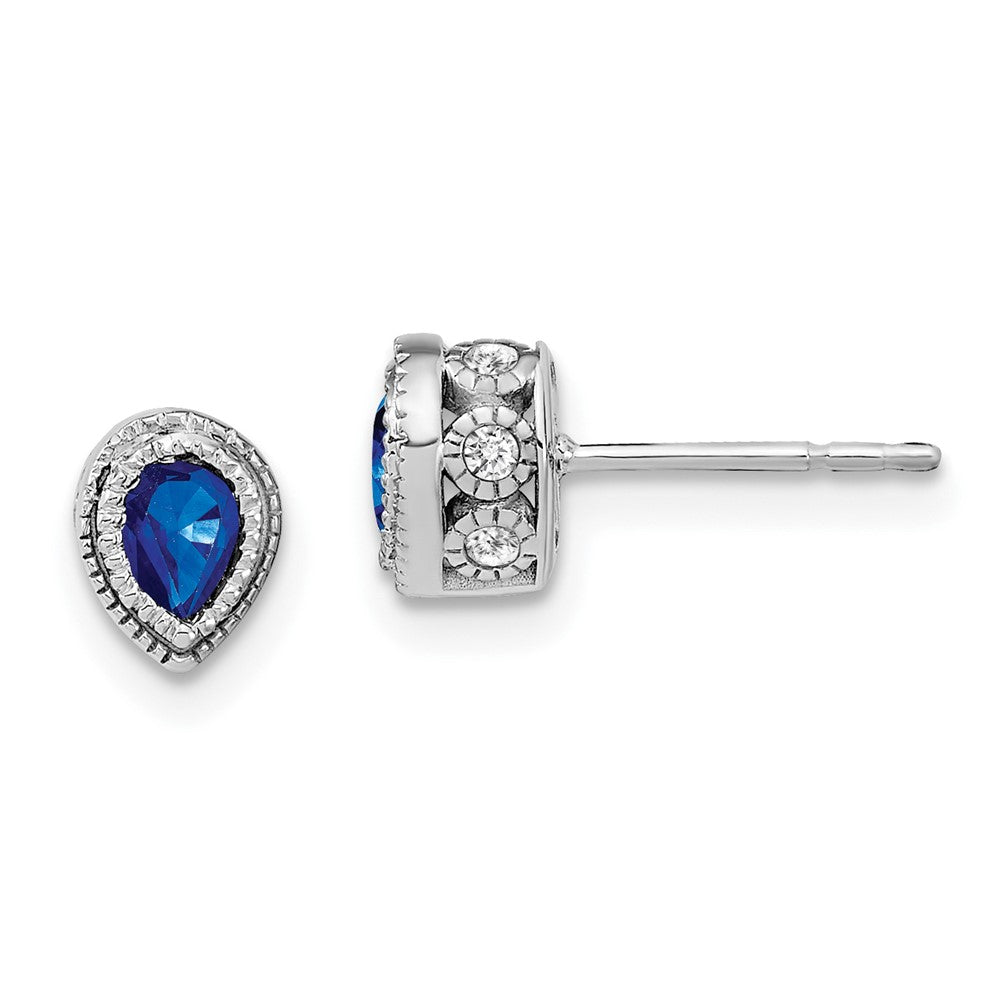 14k White Gold Sapphire and Real Diamond Earrings