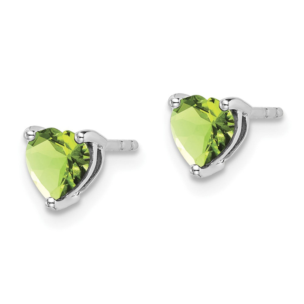 14k White Gold Heart Peridot Earrings