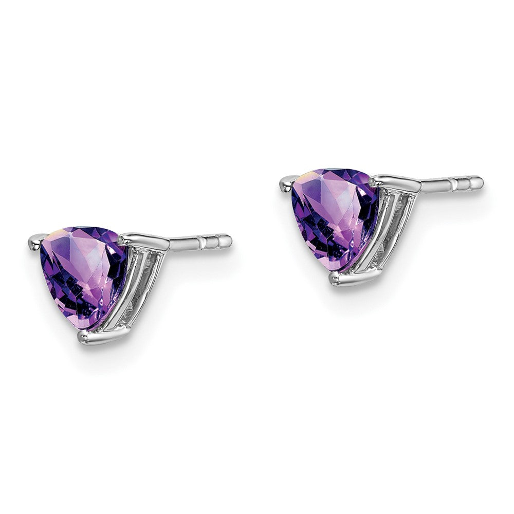 14k White Gold Trillion Amethyst Earrings