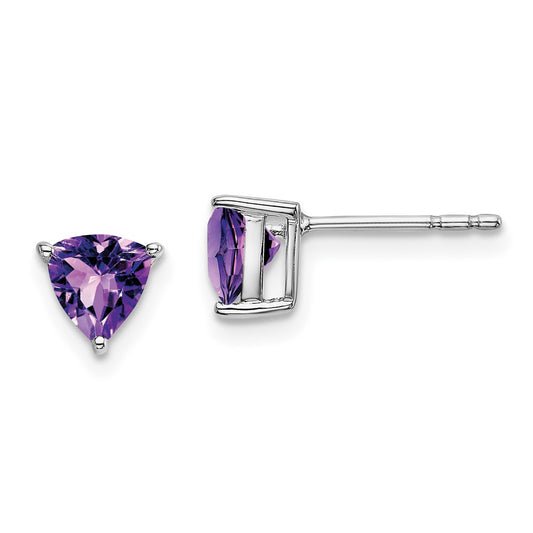 14k White Gold Trillion Amethyst Earrings