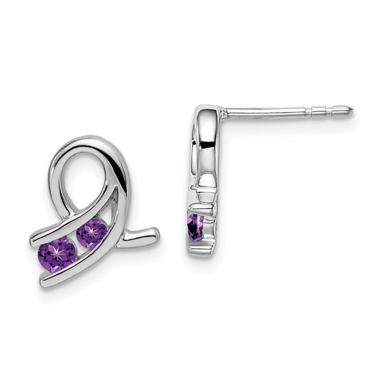 14k White Gold Amethyst Earrings