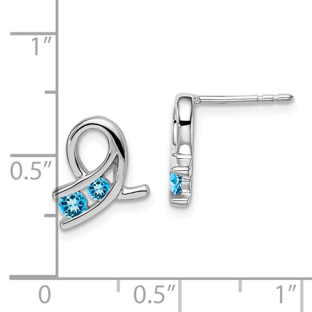 Solid 14k White Gold Simulated Blue Topaz Earrings