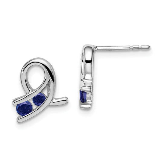 14k White Gold Created Sapphire Earrings