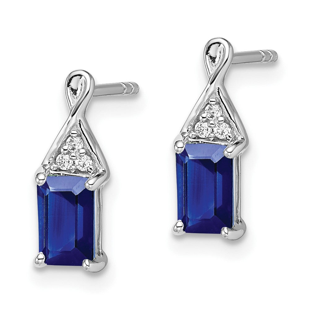 14k White Gold Sapphire and Real Diamond Earrings