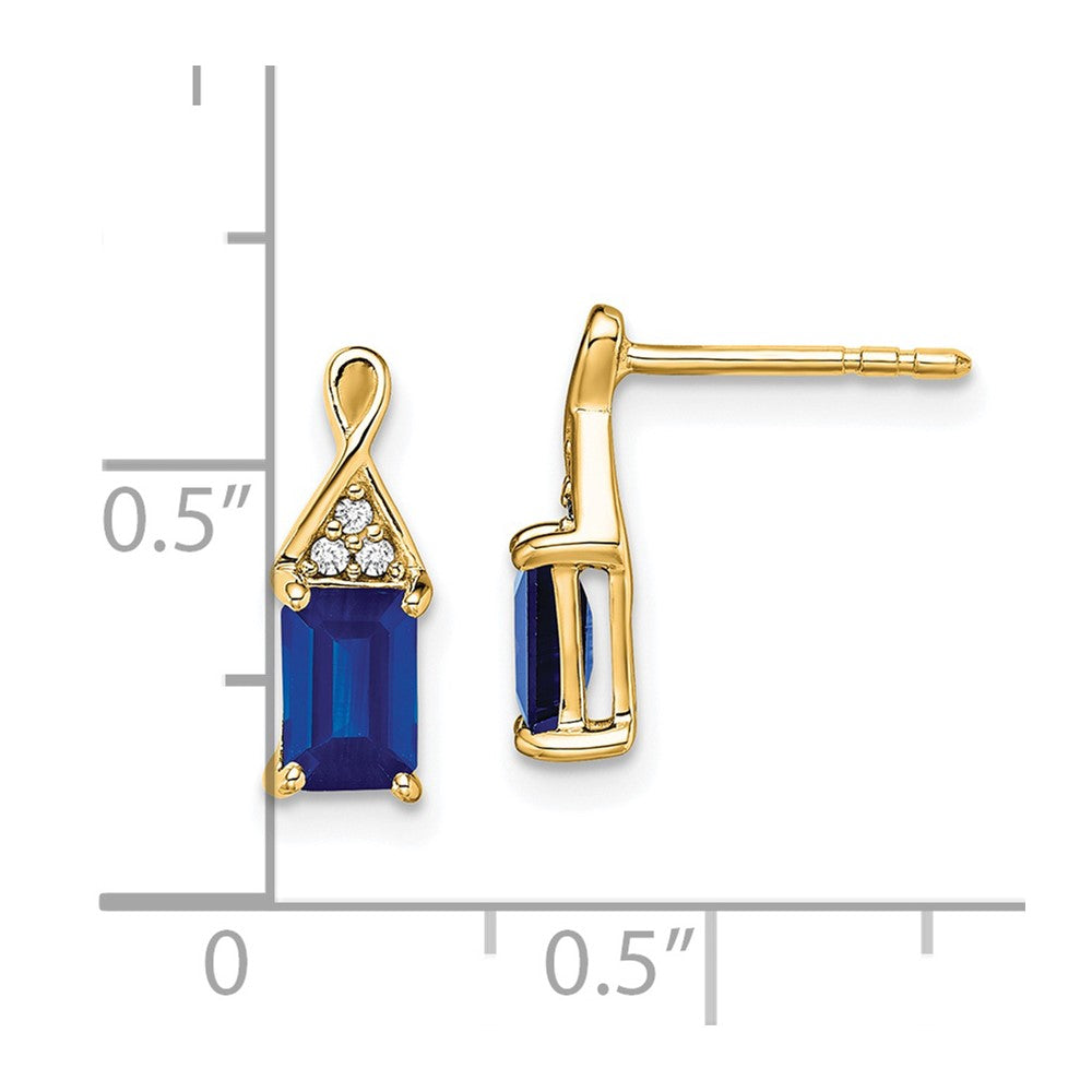 14k Yellow Gold Sapphire and Real Diamond Earrings