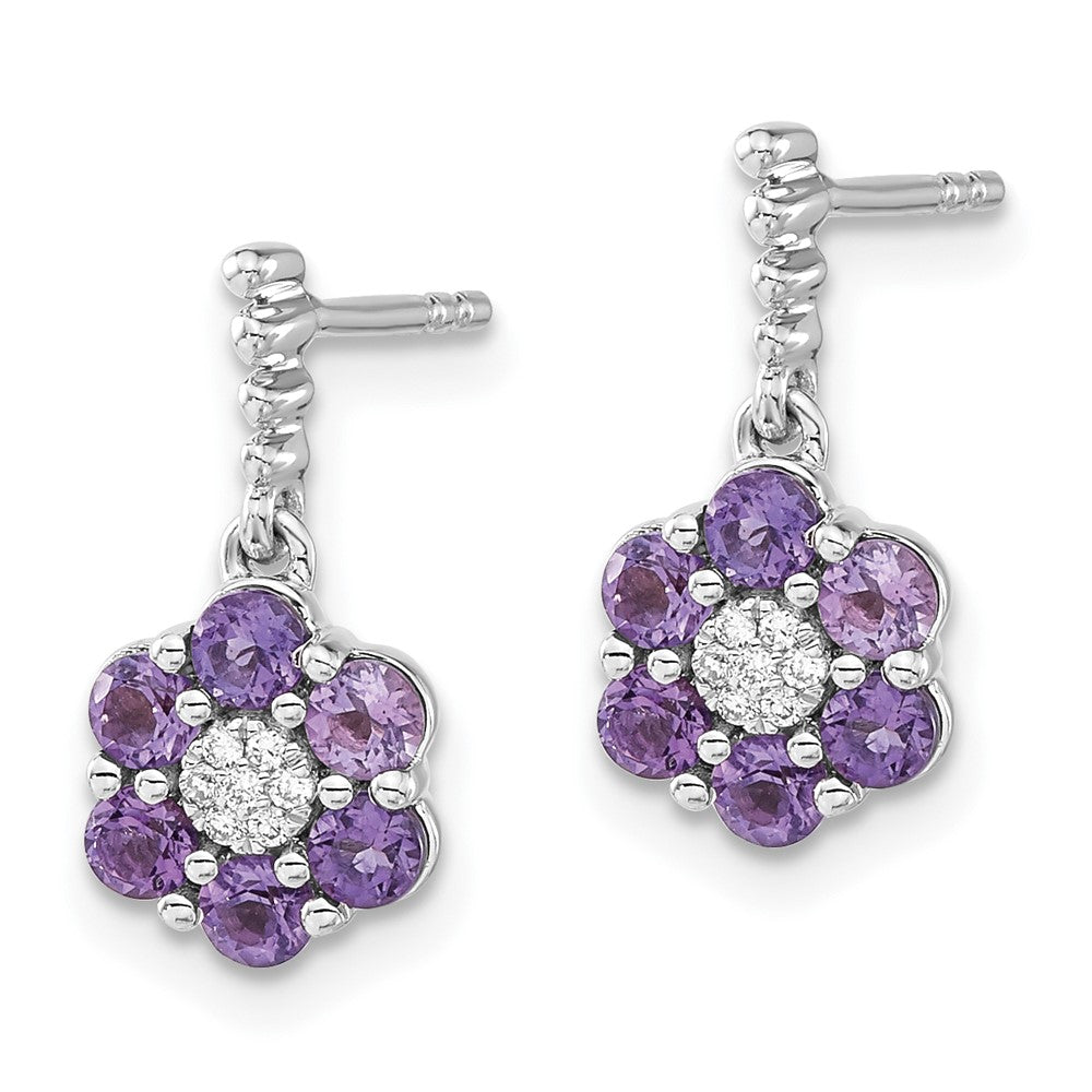 14k White Gold Amethyst and Real Diamond Earrings