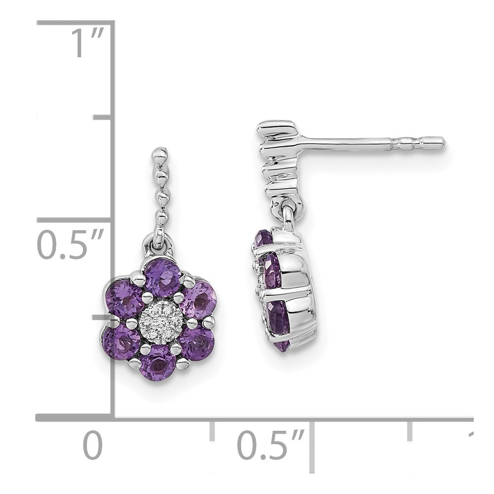 14k White Gold Amethyst and Real Diamond Earrings