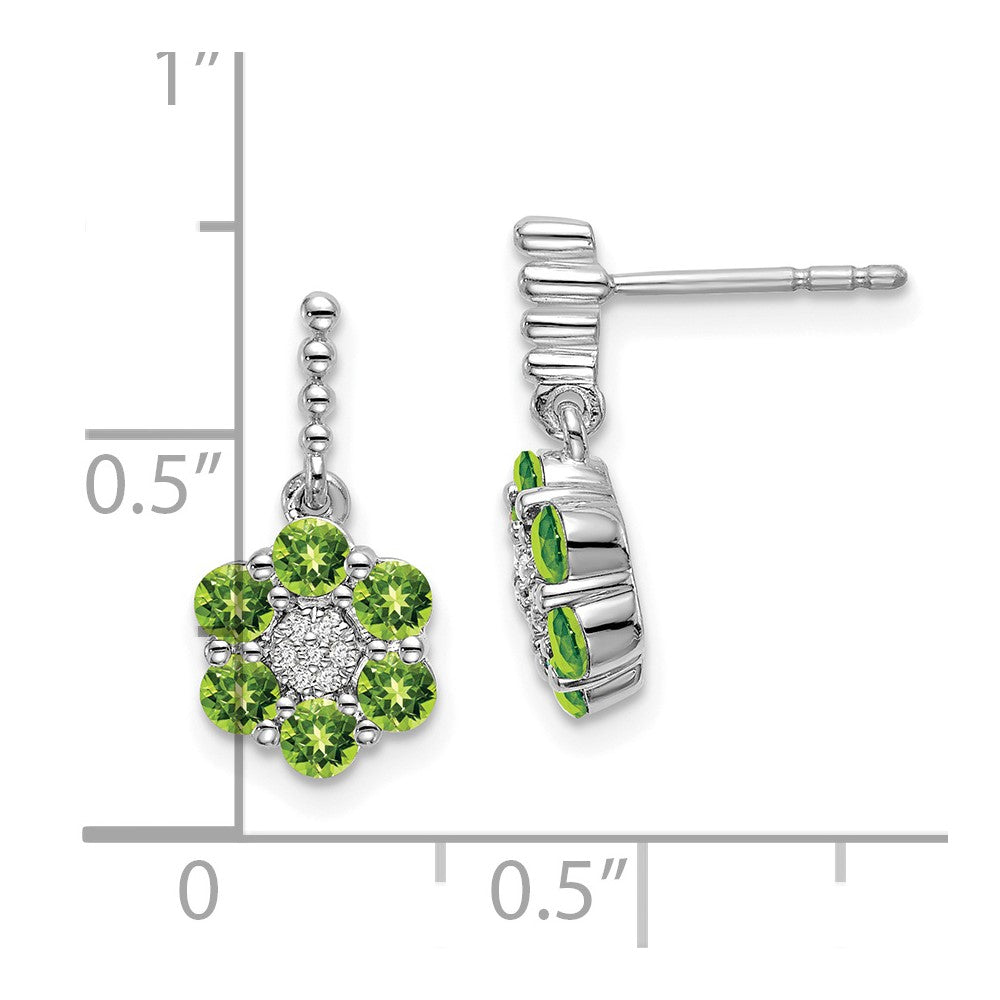 Solid 14k White Gold Simulated Peridot and CZ Earrings