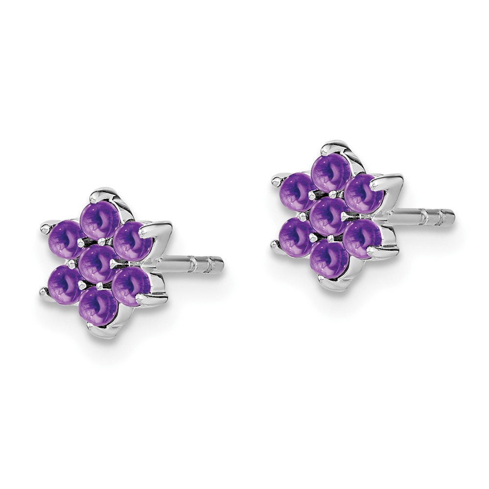 14k White Gold Amethyst Floral Post Earrings