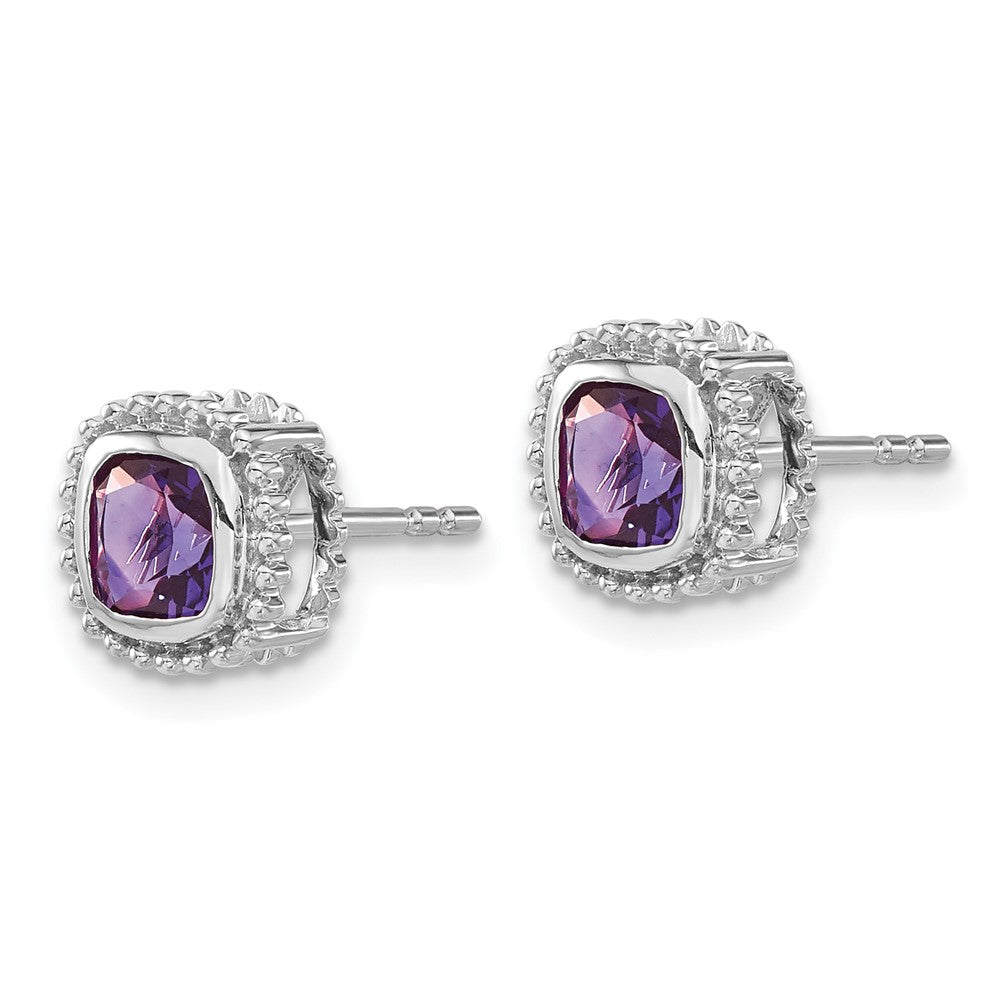 14k White Gold Cushion Amethyst Earrings