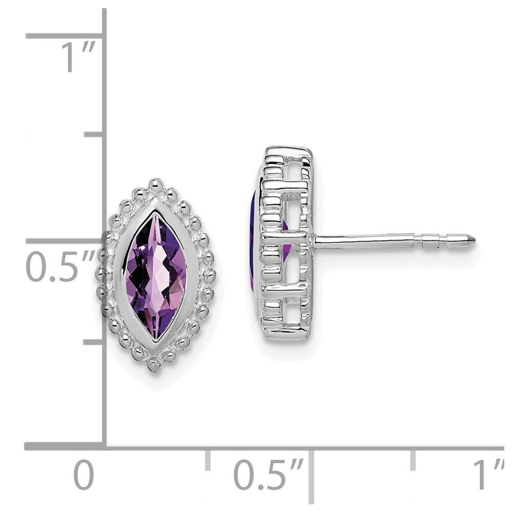 14k White Gold Marquise Amethyst Post Earrings