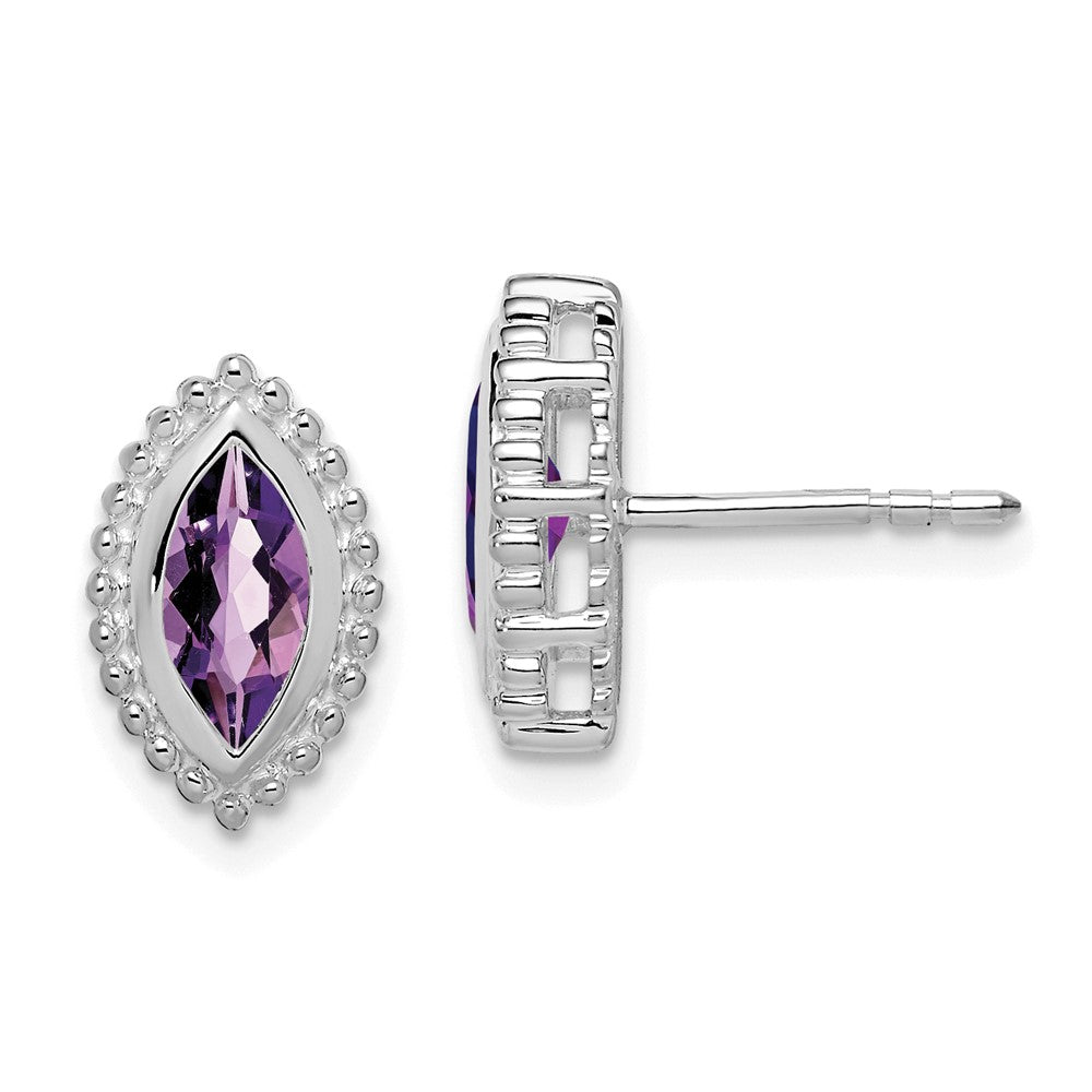 14k White Gold Marquise Amethyst Post Earrings