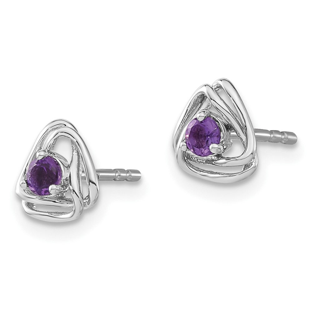 14k White Gold Amethyst Post Earrings