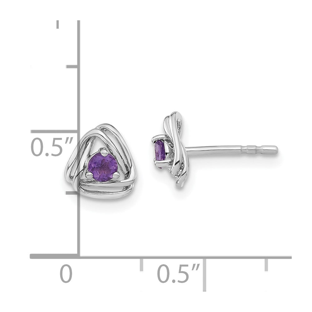 14k White Gold Amethyst Post Earrings