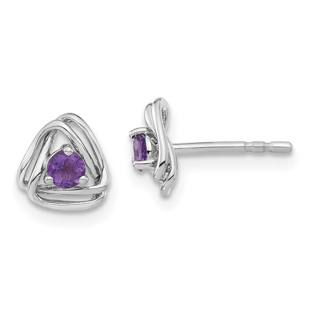 14k White Gold Amethyst Post Earrings